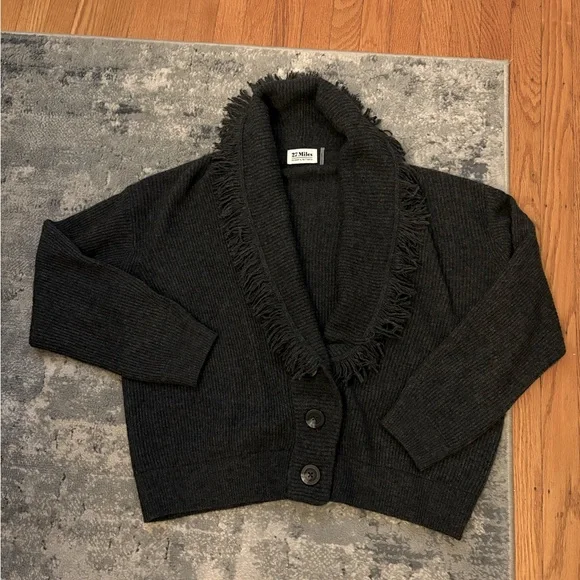 AUTHENTIC $390! 27 Miles Malibu Warner Cardigan in Gravel Grey, SZ Medium. - Picture 3 of 9
